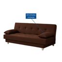 Ver imagem 3 de Sofá Cama 3 Lugares Casal Reclinável Suede com Almofadas Marrom
