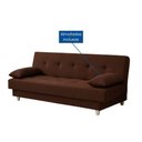 Ver imagem 3 de Sofá Cama 3 Lugares Casal Reclinável Suede com Almofadas Marrom