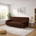 Ver imagem 1 de Sofá Cama 3 Lugares Casal Reclinável Suede com Almofadas Marrom