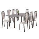 Ver imagem 2 de Conjunto de Mesa Retangular 180x75cm Tampo Granito Ocre 8 Cadeiras Lavínea