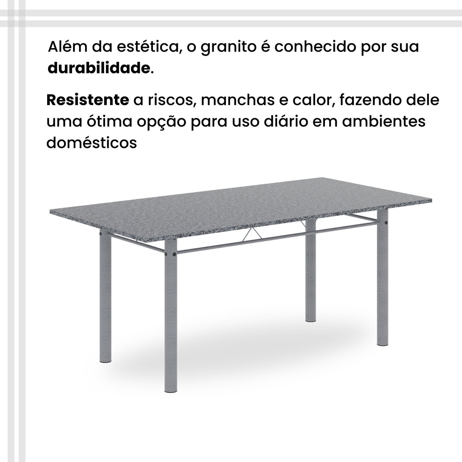 Conjunto de Mesa Retangular a 180x75cm Tampo Granito Ocre 8 Cadeiras Lavínea - 8