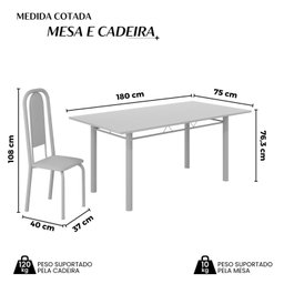 Conjunto de Mesa Retangular 180x75cm Tampo Granito Ocre 8 Cadeiras Lavínea - 3
