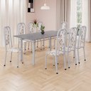 Ver imagem 1 de Conjunto de Mesa Retangular 180x75cm Tampo Granito Ocre 8 Cadeiras Lavínea