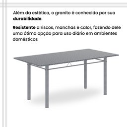 Conjunto de Mesa Retangular 180x75cm Tampo Granito Ocre 8 Cadeiras Lavínea - 8