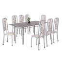 Ver imagem 2 de Conjunto de Mesa Retangular 180x75cm Tampo Granito Ocre 8 Cadeiras Lavínea Branco/Botanic Bege/Mart Pérola