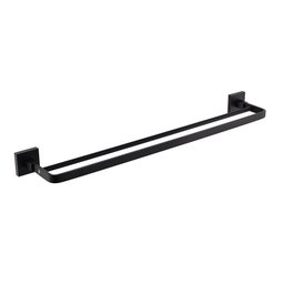 Porta Toalha De Banho Barra Dupla - Quadrado Em Latão Preto Fosco HB-A0129P Harmony Toalheiro Duplo  - 2