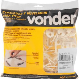 Nivelador Piso Branco 2,00mm com 100 peças - Vonder - 2