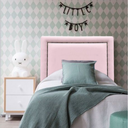 Ver imagem 1 de Cabeceira Solteiro Reta Luxo Estofada Com Tachas - Courino Rosa