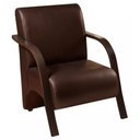 Ver imagem 2 de Poltrona Cadeira Decorativa Estofada Consultório Sala Clínica Corino Marrom Braço de Madeira