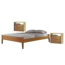 Ver imagem 1 de Conjunto Quarto de Casal Cama em Madeira Maciça com 2 Mesas de Cabeceira 2 Gavetas e 1 Nicho Unique