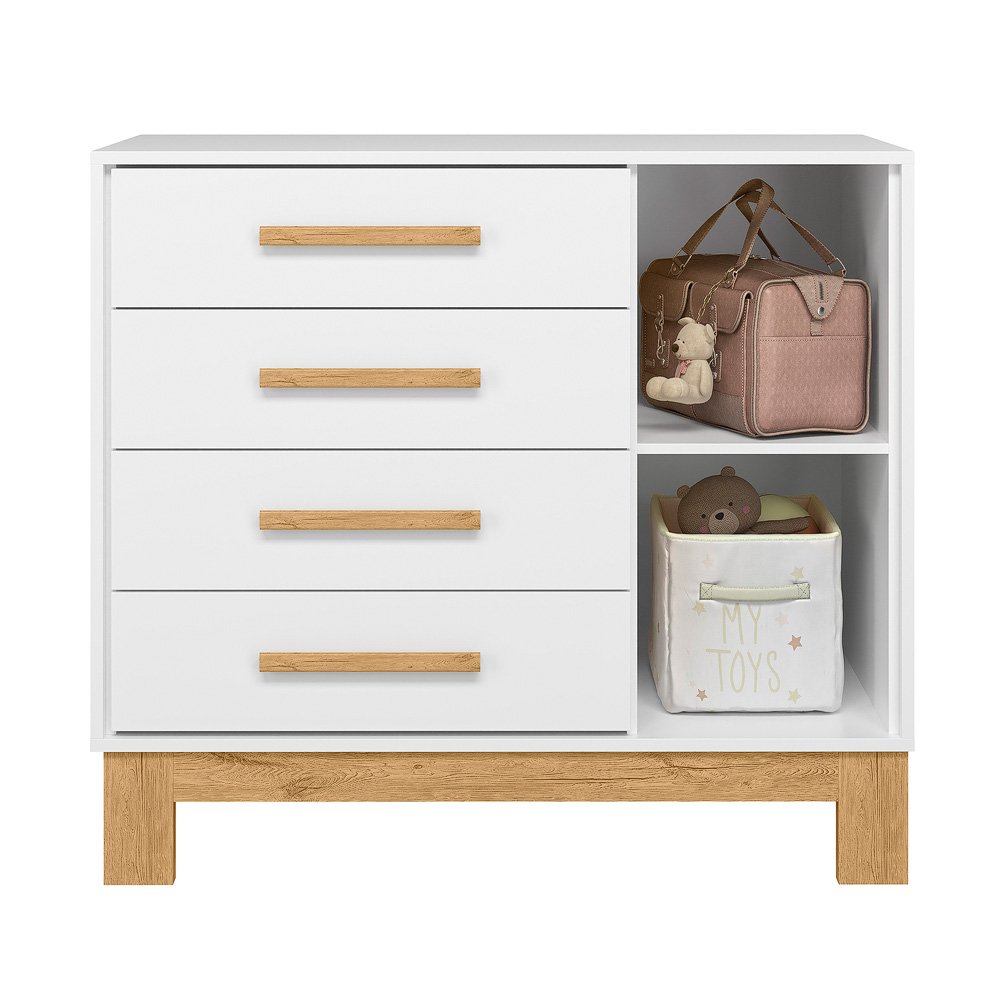 Cômoda Sapateira Encanto para Quarto de Criança Infantil com 4 Gavetas Cor Branco - 3