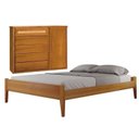 Ver imagem 1 de Conjunto Quarto de Casal Cama Queen Madeira Maciça e Cômoda com Rattan 5 Gavetas com Sapateira