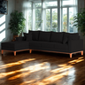 Sofá 4 Lugares Beny com Chaise Esquerdo Corino Preto - 1