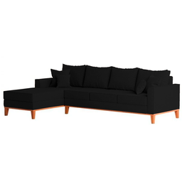 Sofá 4 Lugares Beny com Chaise Esquerdo Corino Preto - 5 Sofá 4 Lugares Beny com Chaise Esquerdo Corino Preto - 5