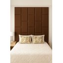 Ver imagem 1 de Cabeçeira Dominó 2,50 Altura e 1,60 Largura Modulos Colantes:suede Marrom Escuro