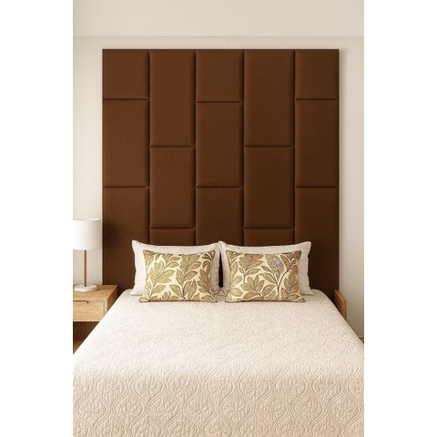 Cabeçeira Dominó 2,50 Altura e 1,60 Largura Modulos Colantes:Suede Marrom Escuro