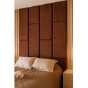 Ver imagem 2 de Cabeçeira Dominó 2,50 Altura e 1,60 Largura Modulos Colantes:Suede Marrom Escuro