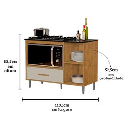 Balcão para Cooktop Cordoba Mizza Decor Ipe Off White - 3