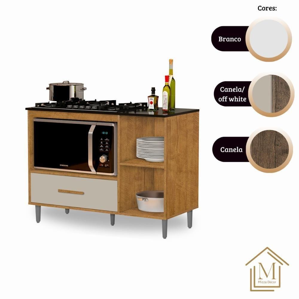 Balcão para Cooktop Cordoba Mizza Decor Ipe Off White - 6