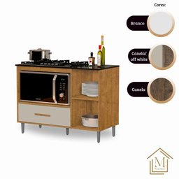 Balcão para Cooktop Cordoba Mizza Decor Ipe Off White - 6