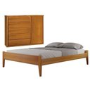 Ver imagem 1 de Conjunto Quarto de Casal Cama Queen Madeira Maciça e Cômoda 5 Gavetas Unique