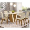 Conjunto Sala de Jantar Tampo MDF Canto Reto com Vidro 160 Cm 06 Cadeiras Micheli Henn - 1