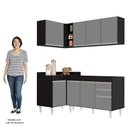 Ver imagem 5 de Armário de Cozinha Modulado de Canto Direito 4 Peças Cp37 Balcão sem Tampo Preto/cinza - Lumil Lumil