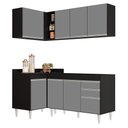 Ver imagem 1 de Armário de Cozinha Modulado de Canto Direito 4 Peças Cp37 Balcão sem Tampo Preto/cinza - Lumil Lumil
