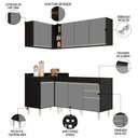 Ver imagem 3 de Armário de Cozinha Modulado de Canto Direito 4 Peças Cp37 Balcão sem Tampo Preto/cinza - Lumil Lumil