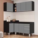 Ver imagem 2 de Armário de Cozinha Modulado de Canto Direito 4 Peças Cp37 Balcão sem Tampo Preto/cinza - Lumil Lumil
