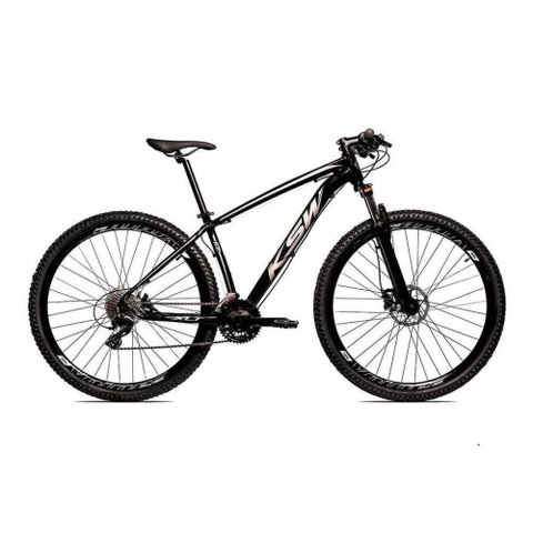 Bicicleta Aro 29 Ksw Alum 27 Vel Freio Disco Hidráulico - Preto-prata - 17"