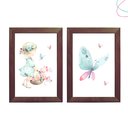 Ver imagem 1 de 2 Quadros Infantis Menina Aquarela Borboletas e Flores:tabaco