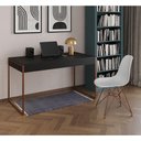 Ver imagem 1 de Escrivaninha Industrial Escritório Preta 137X53Cm Malta Com 1 Cadeira Branca Base Cobre Cor: Preto