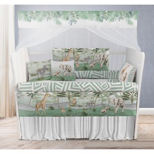Kit Berço Enxoval de Bebê Safari Folhas Verdes Menino - Kt582
