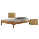 Ver imagem 1 de Conjunto Quarto de Casal Cama Queen Madeira Maciça e 2 Mesas de Cabeceira 3 Gavetas Unique