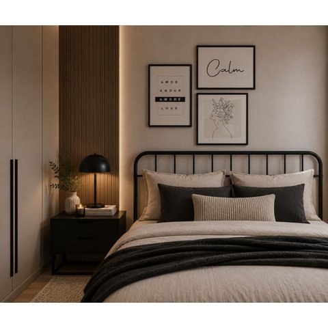 Kit 3 Quadros Decorativos Minimalistas Frase Mulher Floral Preto e Branco com Vidro e Moldura Preta