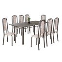 Ver imagem 2 de Conjunto de Mesa Retangular 180x75cm Tampo Ardósia Indiana 8 Cadeiras Lavínea Prata/Botanic Bege/Mart