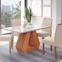 Ver imagem 1 de Sala de Jantar Agata 130cm com 4 Cadeiras Clarice Marrom/Cinamomo/Offwhite/Madeira/Nude