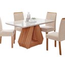 Ver imagem 2 de Sala de Jantar Agata 130cm com 4 Cadeiras Clarice Marrom/Cinamomo/Offwhite/Madeira/Nude