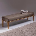 Ver imagem 5 de Recamier Decorativo 140cm Martínez Linho Pés Madeira Marrom/Natural - Gran Belo