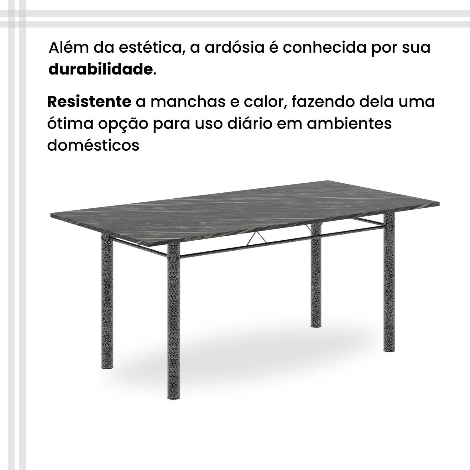 Conjunto de Mesa Retangular 180x75cm Tampo Ardósia Indiana 8 Cadeiras Lavínea - 8