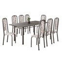 Ver imagem 2 de Conjunto de Mesa Retangular 180x75cm Tampo Ardósia Indiana 8 Cadeiras Lavínea Prata/Arabesco/Mart