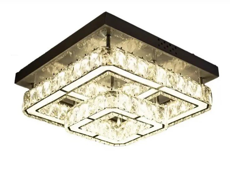 Lustre Moderno Cristal Legitimo 40x40x18cm + Controlador sem fio