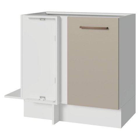 Balcão de Canto 1 Porta (sem Tampo) Branco/Crema Agata Madesa