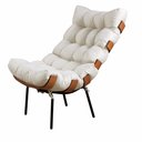 Ver imagem 3 de Poltrona em Linho Costela Sala de Estar sem puff Bege/Off White