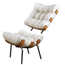 Ver imagem 7 de Poltrona em Linho Costela Sala de Estar sem puff Bege/Off White