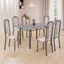 Ver imagem 1 de Conjunto de Mesa Retangular 140x75cm Tampo Granito Ocre 6 Cadeiras Lavínea