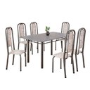 Ver imagem 2 de Conjunto de Mesa Retangular 140x75cm Tampo Granito Ocre 6 Cadeiras Lavínea