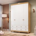 Ver imagem 1 de Guarda-Roupa de Bebê 156,80cm 4 Portas e 4 Gavetas 100% MDF Maya Clássico Espresso Móveis Branco/Brilho/Amêndoa