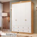 Ver mais imagens de Guarda-Roupa de Bebê 156,80cm 4 Portas e 4 Gavetas 100% MDF Maya Clássico Espresso Móveis Branco/Brilho/Amêndoa